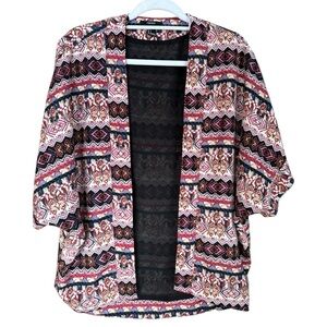 Forever 21 colorful geometric boho short sleeve Kimono cardigan small